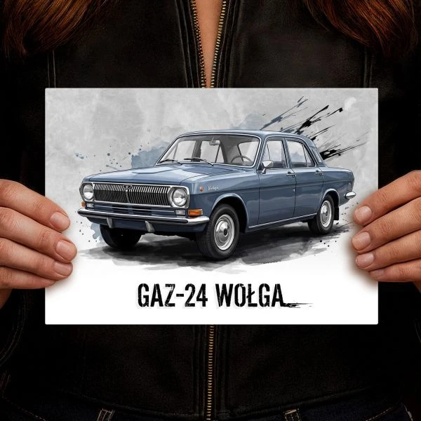 Obraz metalowy z grafika GAZ-24 Wołga